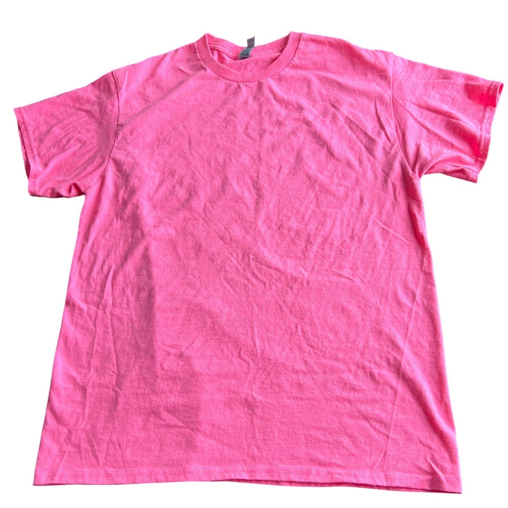 Gildan Mens Ultra Cotton Short Sleeve T-Shirt Large Hot‎ Pink Plain Basic Tee